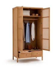 La Redoute Intérieurs Natural Gabin Solid Pine & Rattan 2-Door Wardrobe - Image 4 of 5