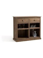 La Redoute Intérieurs Brown Lunja Solid Pine 2-Drawer Bar Cabinet - Image 2 of 5