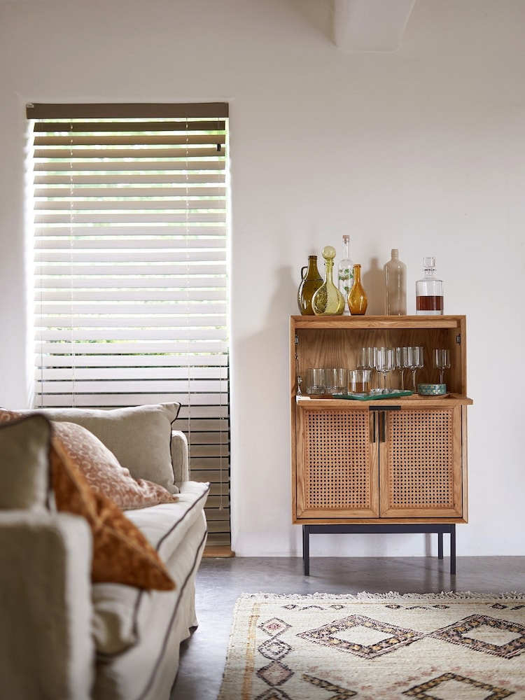 La Redoute Intérieurs Oak Waska Oak & Cane Bar Cabinet - Image 1 of 6