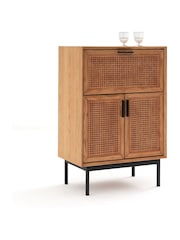 La Redoute Intérieurs Oak Waska Oak & Cane Bar Cabinet - Image 3 of 6