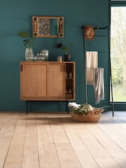 La Redoute Intérieurs Natural Waska Oak & Rattan Sliding Door Low Cabinet - Image 1 of 6