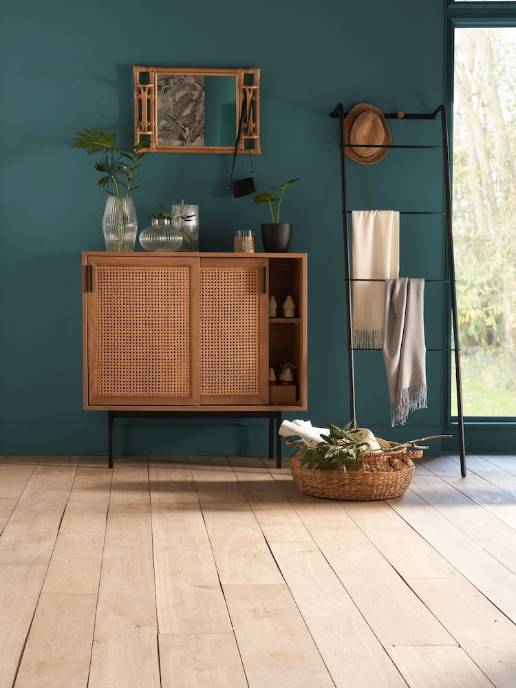 La Redoute Intérieurs Natural Waska Oak & Rattan Sliding Door Low Cabinet - Image 1 of 6