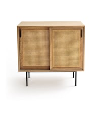 La Redoute Intérieurs Natural Waska Oak & Rattan Sliding Door Low Cabinet - Image 2 of 6