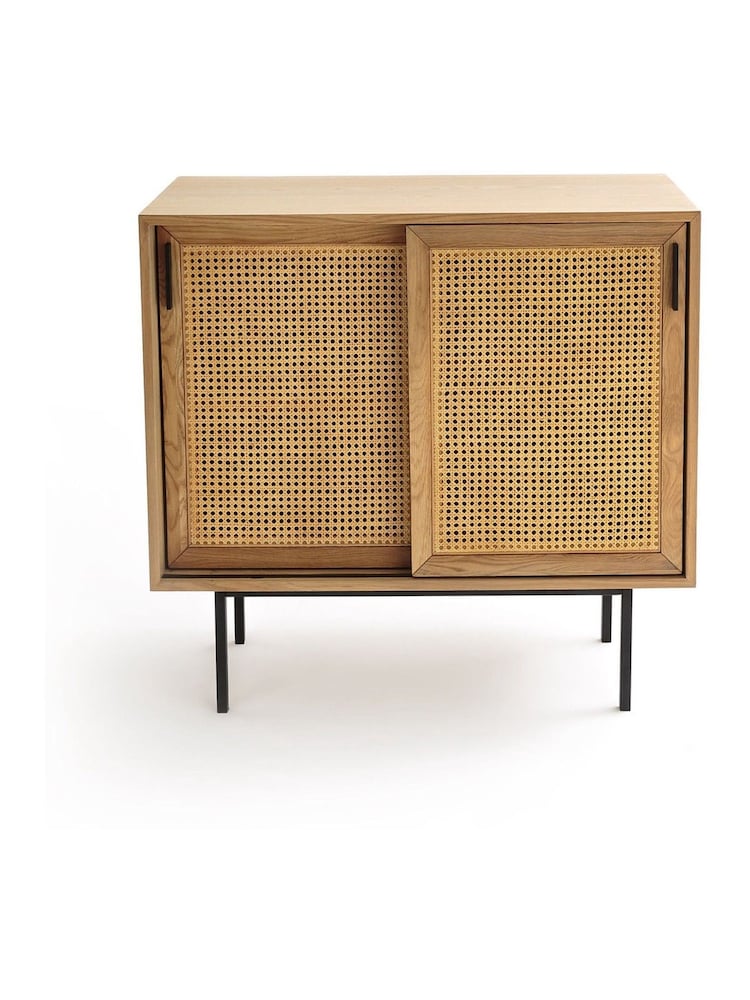 La Redoute Intérieurs Natural Waska Oak & Rattan Sliding Door Low Cabinet - Image 2 of 6