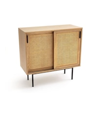 La Redoute Intérieurs Natural Waska Oak & Rattan Sliding Door Low Cabinet - Image 3 of 6