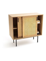 La Redoute Intérieurs Natural Waska Oak & Rattan Sliding Door Low Cabinet - Image 5 of 6