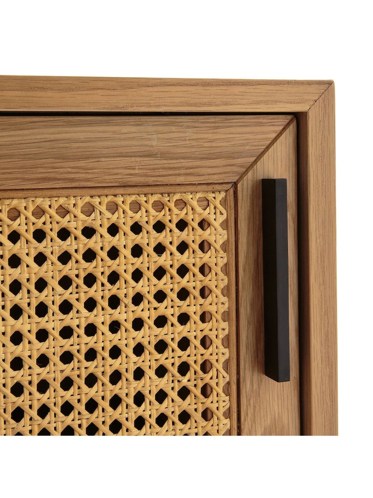 La Redoute Intérieurs Natural Waska Oak & Rattan Sliding Door Low Cabinet - Image 6 of 6
