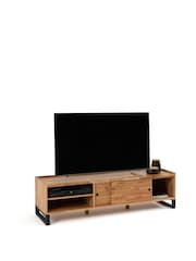La Redoute Intérieurs Natural Hiba Solid Oak & Steel TV Unit - Image 3 of 6