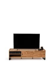 La Redoute Intérieurs Natural Hiba Solid Oak & Steel TV Unit - Image 4 of 6