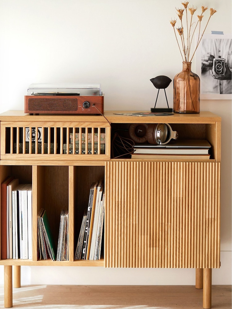 La Redoute Intérieurs Bilbao Solid Oak Vinyl Cabinet - Image 1 of 6