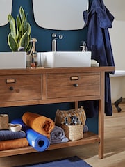 La Redoute Intérieurs Brown Lunja Solid Pine Double Vanity Unit - Image 1 of 6