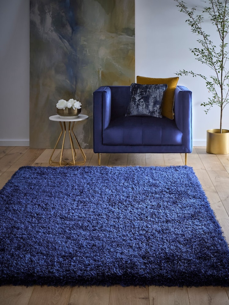 Origin Rug Collection. Blue Chicago Soft Shaggy Rug - Image 1 of 4