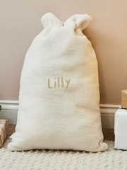 Personalised Name Cream Borg Christmas Sack by My 1st Years - Image 1 of 3