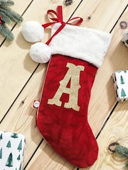 Personalised Small Red Embossed Velvet Stocking by My 1st Years - Image 1 of 4