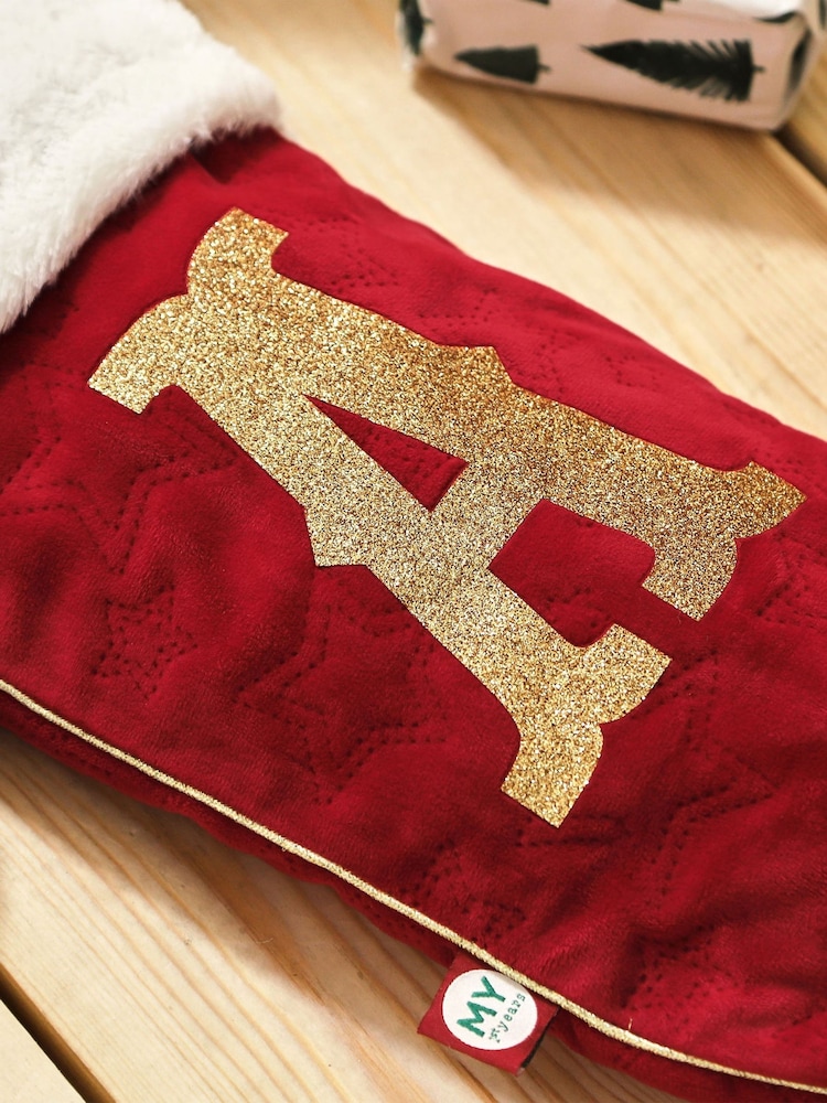 Personalised Small Red Embossed Velvet Stocking by My 1st Years - Image 2 of 4