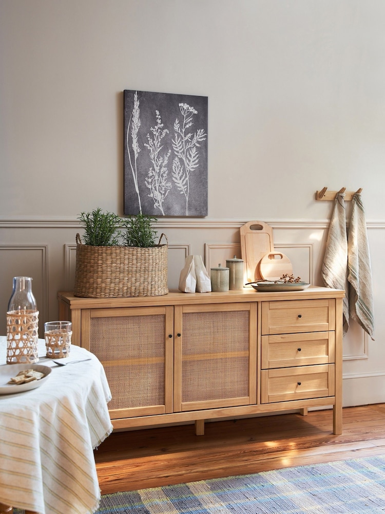 La Redoute Intérieurs Natural Gabin Pine & Rattan Sideboard - Image 1 of 5