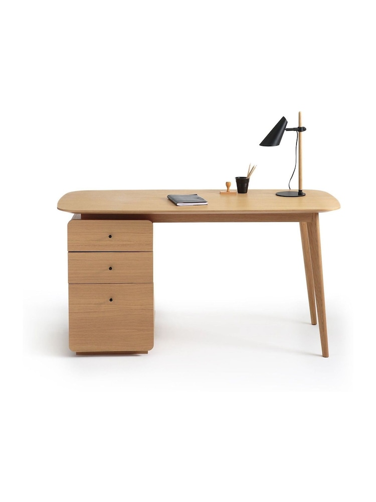 La Redoute Intérieurs Oak Biface 3-Drawer Veneer Desk - Image 2 of 4