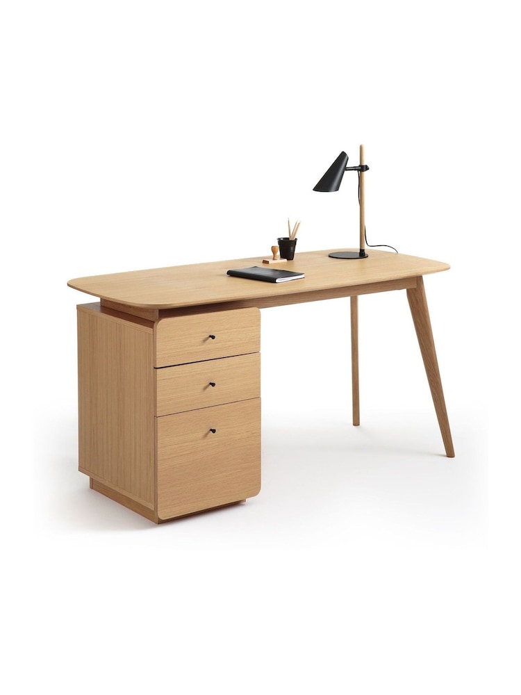 La Redoute Intérieurs Oak Biface 3-Drawer Veneer Desk - Image 4 of 4