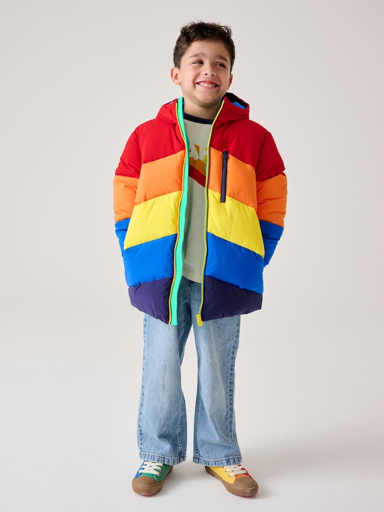 Little Bird by Jools Oliver Multi Shower Resistant Chevron Longline Padded Coat - Image 1 of 8