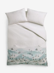 Blue/Green Winter Trees Christmas Duvet Cover and Pillowcase Set - Image 2 of 5