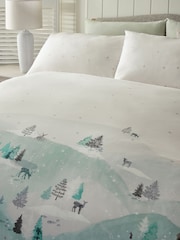 Blue/Green Winter Trees Christmas Duvet Cover and Pillowcase Set - Image 3 of 5