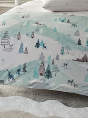 Blue/Green Winter Trees Christmas Duvet Cover and Pillowcase Set - Image 4 of 5