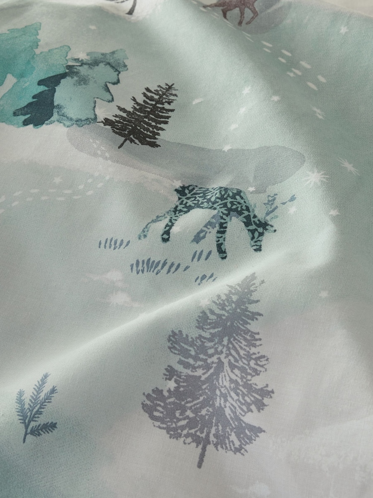 Blue/Green Winter Trees Christmas Duvet Cover and Pillowcase Set - Image 5 of 5 Blue/Green Winter Trees Christmas Duvet Cover and Pillowcase Set - Image 5 of 5