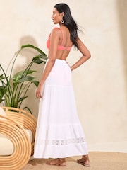 Love & Roses White Embroidered Beach Maxi Skirt - Image 2 of 4