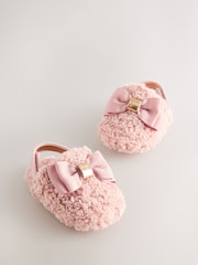 Baker by Ted Baker Baby Girls Faux Fur Trim Padders Mules - Image 1 of 5