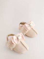 Baker by Ted Baker Baby Girls Faux Fur Trim Padders Mules - Image 1 of 6
