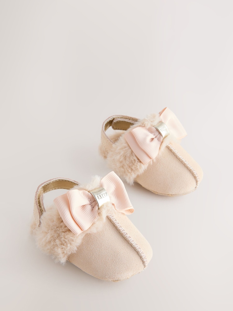 Baker by Ted Baker Baby Girls Faux Fur Trim Padders Mules - Image 1 of 6