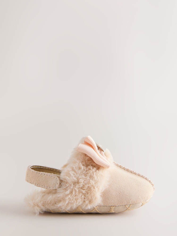 Baker by Ted Baker Baby Girls Faux Fur Trim Padders Mules - Image 2 of 6