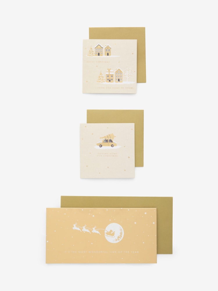Gold Houses 20 Pack Christmas Cards - Image 1 of 3
