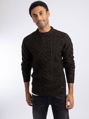 Brun - Weird Fish Alford Cable Knit Crew Neck Jumper - Bilde 1 av 8