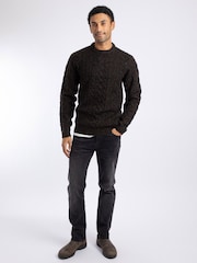 Brun - Weird Fish Alford Cable Knit Crew Neck Jumper - Bilde 4 av 8