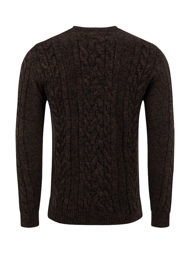 Brun - Weird Fish Alford Cable Knit Crew Neck Jumper - Bilde 8 av 8 Brun - Weird Fish Alford Cable Knit Crew Neck Jumper - Bilde 8 av 8