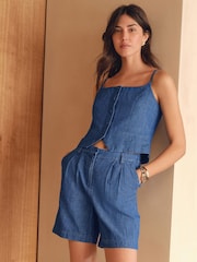 Rinse Blue Linen Blend Denim N. Premium Strappy Waistcoat - Image 1 of 1