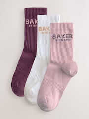Weinrot/Ecru/Pink - Baker by Ted Baker Girls Socks 3 Pack - Bild 1 von 6