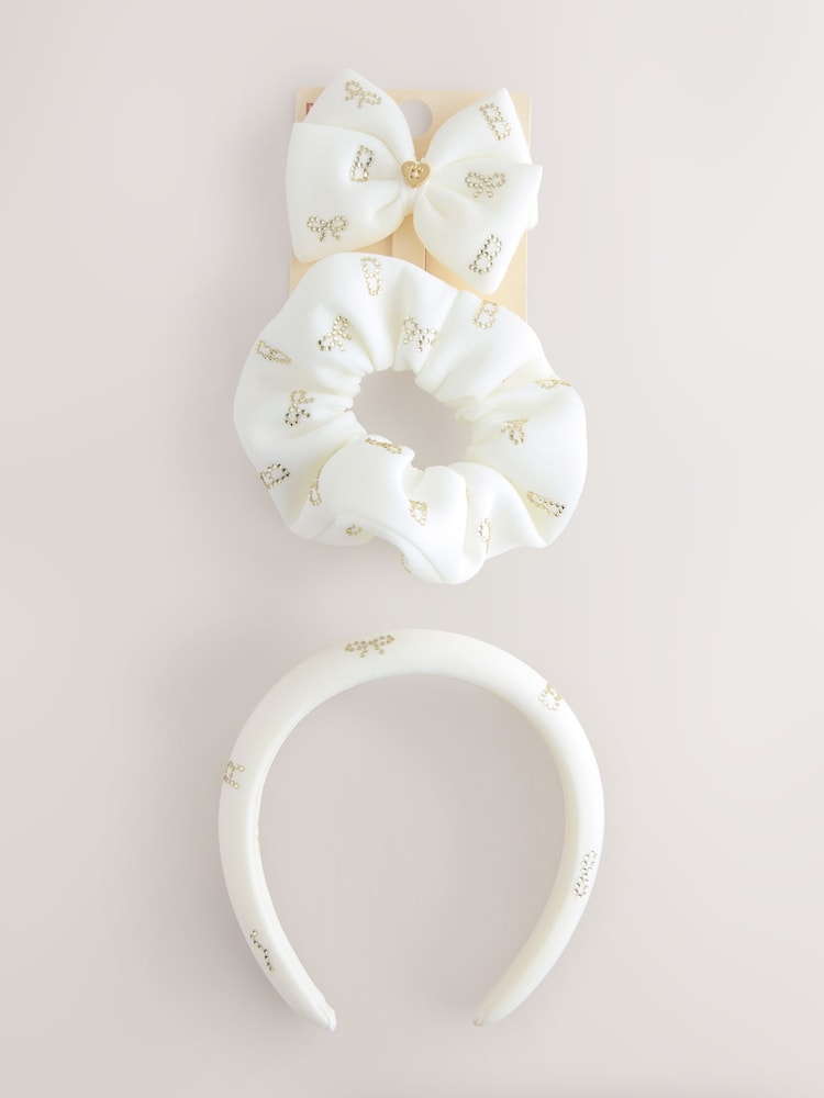 Baker by Ted Baker Girls Scuba Diamanté Bow Headband 3 Piece Set - Image 1 of 7