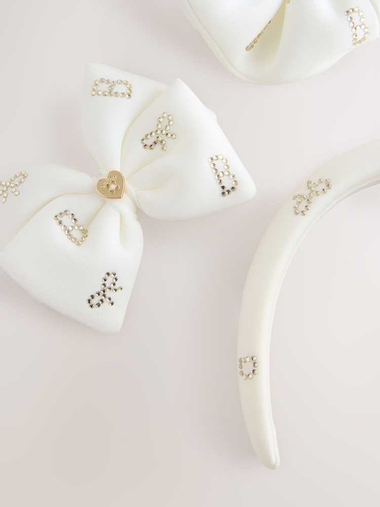 Baker by Ted Baker Girls Scuba Diamanté Bow Headband 3 Piece Set - Image 7 of 7