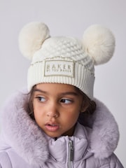 Baker By Ted Baker Girls Double Pom Eared Hat and Mittens Set - Image 2 of 7