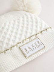 Baker By Ted Baker Girls Double Pom Eared Hat and Mittens Set - Image 6 of 7