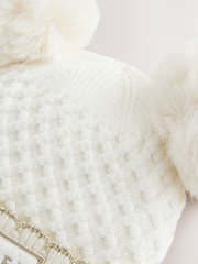Baker By Ted Baker Girls Double Pom Eared Hat and Mittens Set - Image 7 of 7