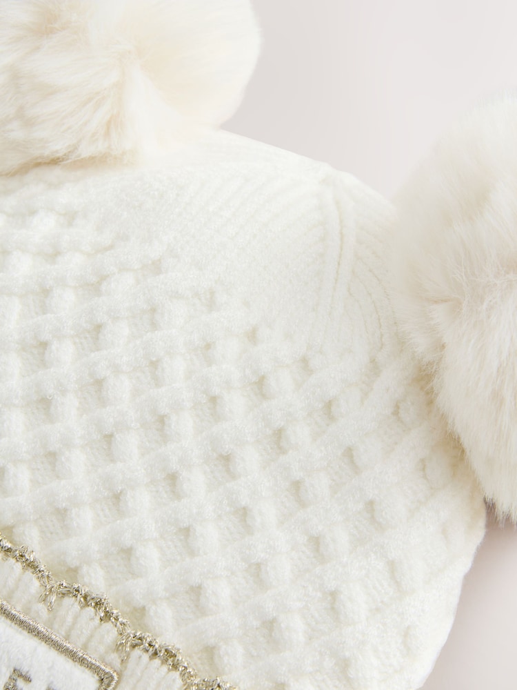 Baker By Ted Baker Girls Double Pom Eared Hat and Mittens Set - Image 7 of 7 Baker By Ted Baker Girls Double Pom Eared Hat and Mittens Set - Image 7 of 7