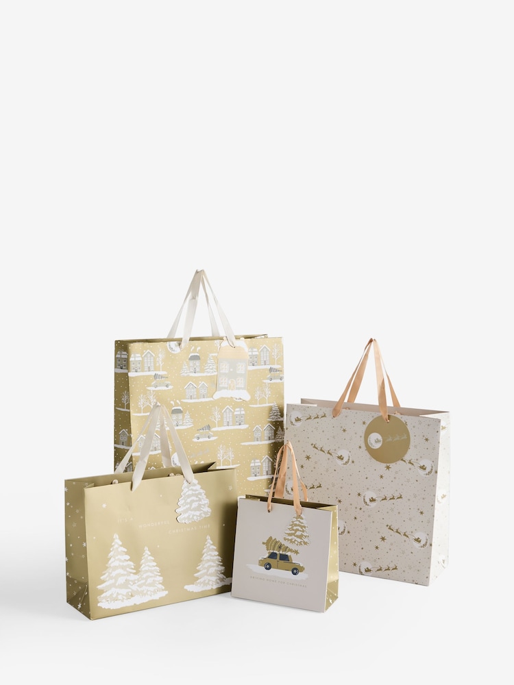 Gold Scene Christmas 4 Pack Gift Bags - Image 3 of 3