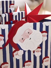 Navy Blue Stripe Santa Christmas Large Gift Bags - Image 2 of 3