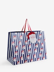 Navy Blue Stripe Santa Christmas Large Gift Bags - Image 3 of 3