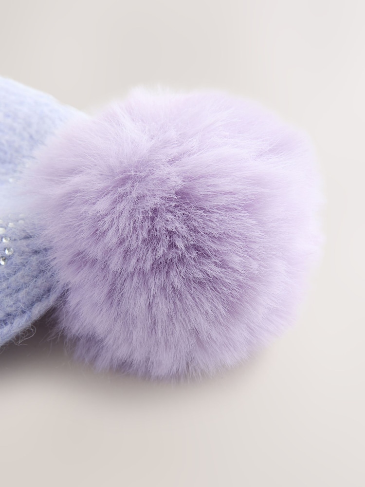 Buy Baker by Ted Baker Girls Knitted Diamanté Bow Pom Hat  display picture 1