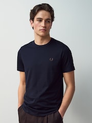 Темно-синий - Футболка с круглым вырезом Fred Perry - Image 1 of 6