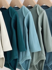 Blue Baby Long Sleeve Bodysuits 5 Pack - Image 9 of 14